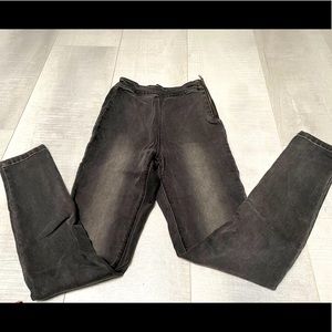 dark grey faded jeans with zipper on the side